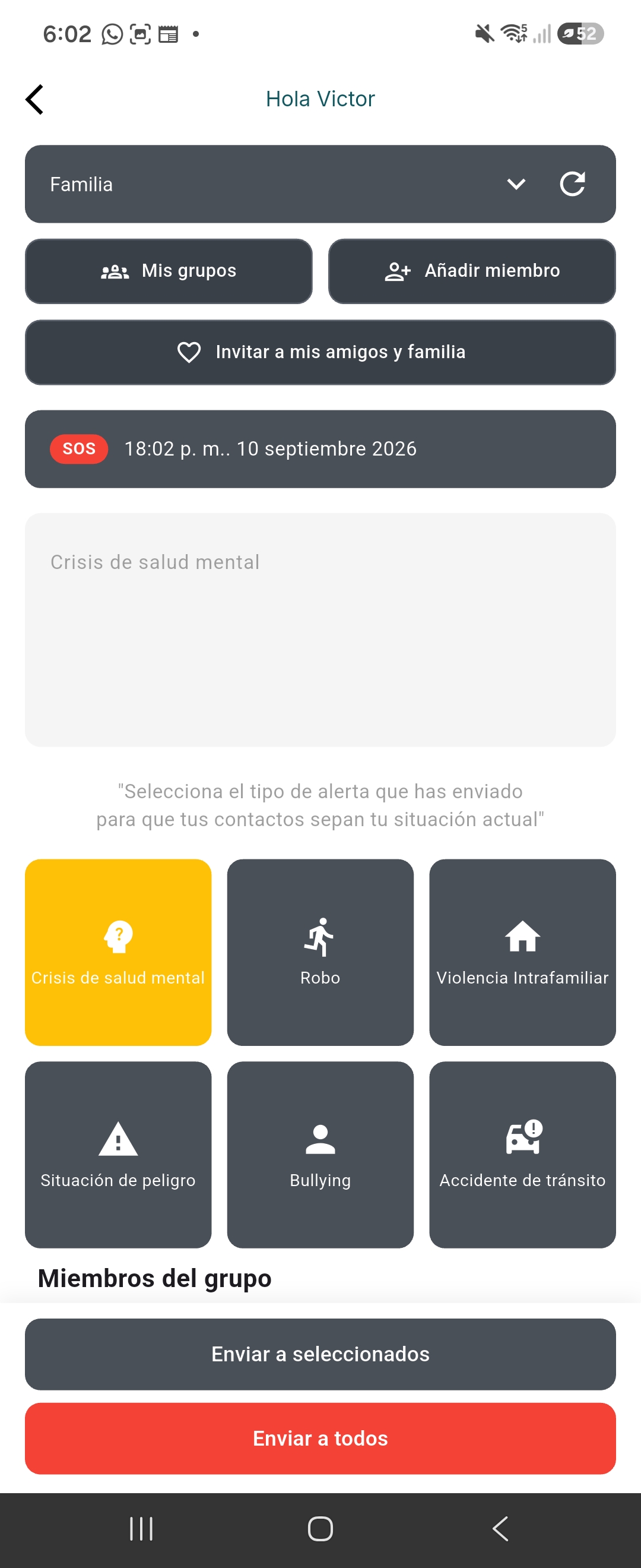 Pantalla de números de emergencia