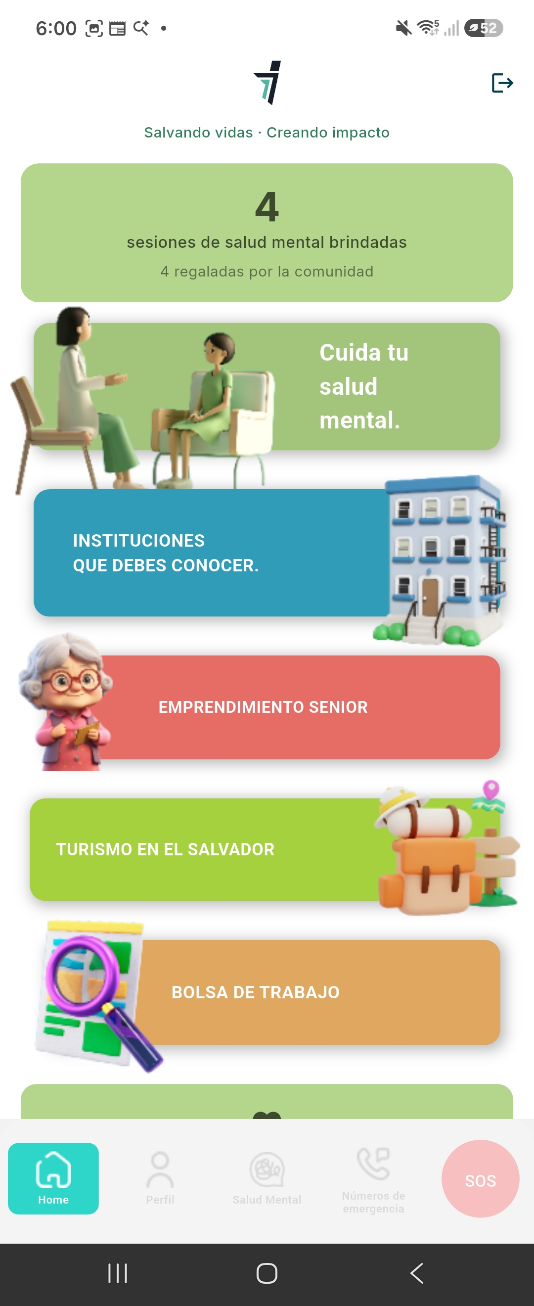 Pantalla principal de iRescue
