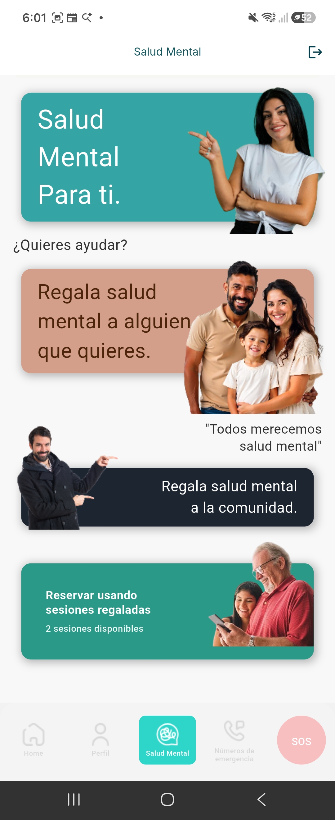 Pantalla para regalar una sesión